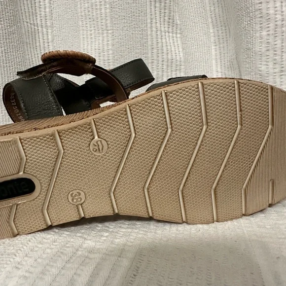 Remonte Brown and Dark charcoal Gray Sandals with Low Wedge Heel - Picture 6 of 13